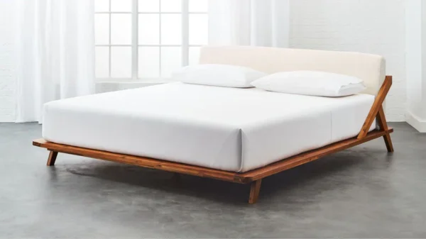 Solid Wood Bolton Platform Bed with Upholstered Headboard - Image 2